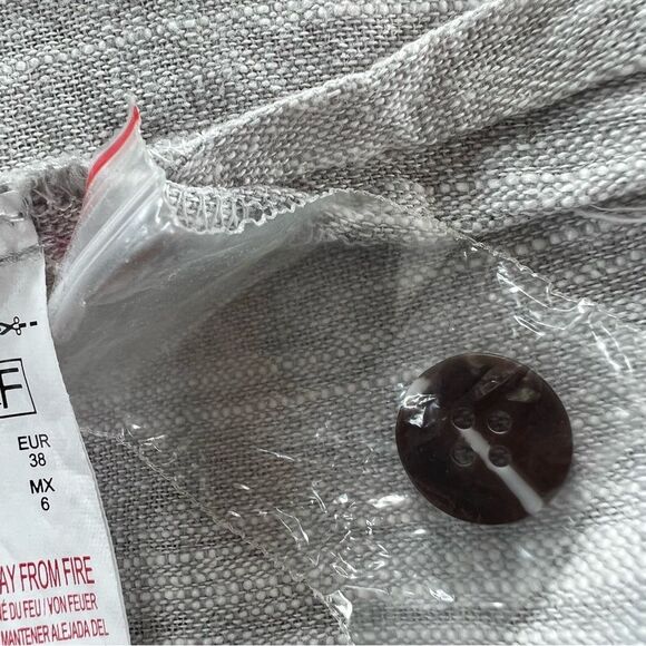 F&F Linen Blend Open Front Oversized Tab Sleeve Grey Marled Cardigan Blazer SZ 6 - Picture 6 of 13